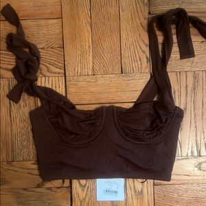 Brown Tie-Strap Crop Top